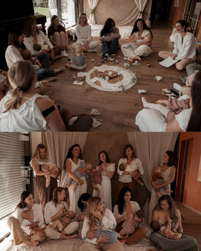 Des mamans qui allaitent sont réunies pour discuter